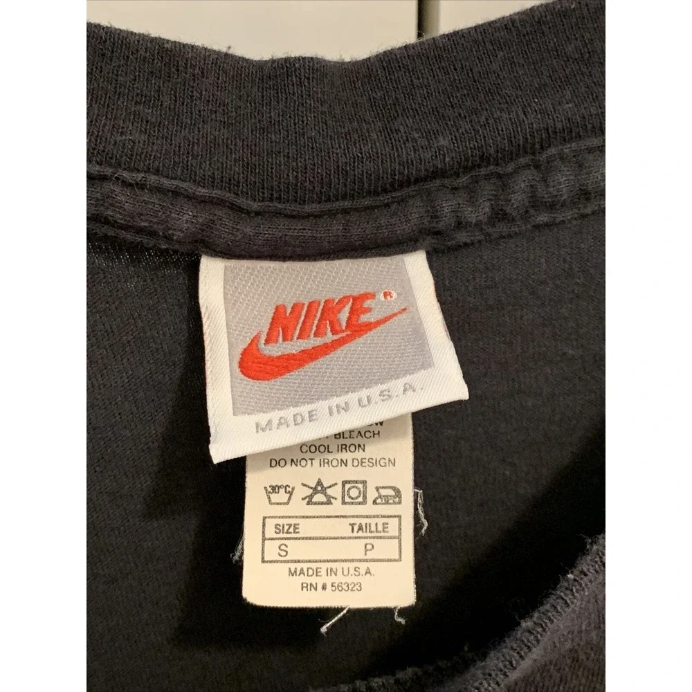 VTG NIKE Just Do It‎ BLACK/BLUE Box Logo Shirt Men’s SMALL RARE Made in USA